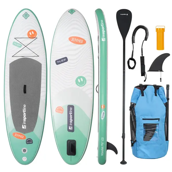 Paddleboard s příslušenstvím inSPORTline Wavelet 9'6" • 260l • do 80kg zelená