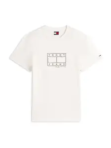 Tommy Jeans Tričko  čierna / prírodná biela