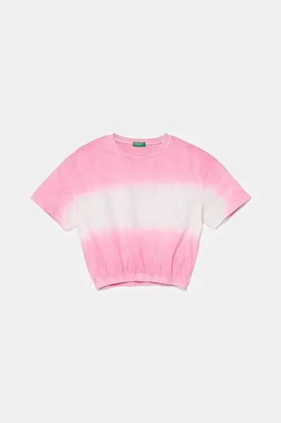 Dětské bavlněné tričko United Colors of Benetton růžová barva, 3NPDC10OK