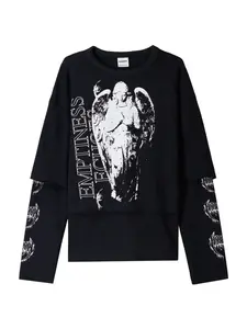 Bershka Mikina  čierna / biela