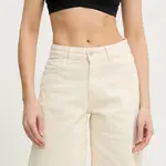 Džínové šortky Answear.LAB dámské, béžová barva, hladké, high waist