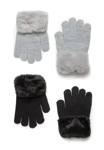 MINOTI Rukavice  sivá / čierna