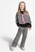 Dětské kalhoty Coccodrillo černá barva, vzorované, REBEL GIRL KIDS