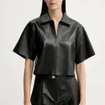 Kožená halenka Stand Studio Julissa dámská, černá barva, hladká, 66435-7870