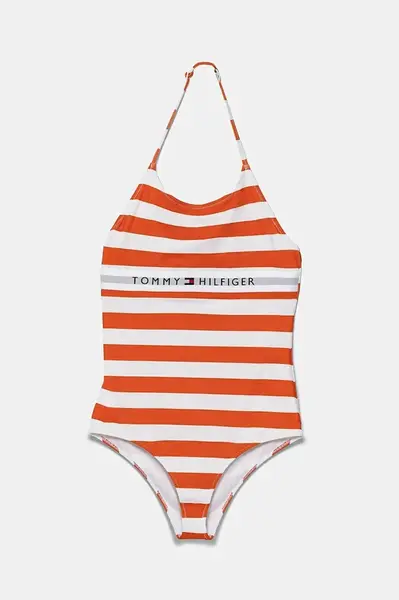 Jednodílné dětské plavky Tommy Hilfiger oranžová barva, UG0UG00790