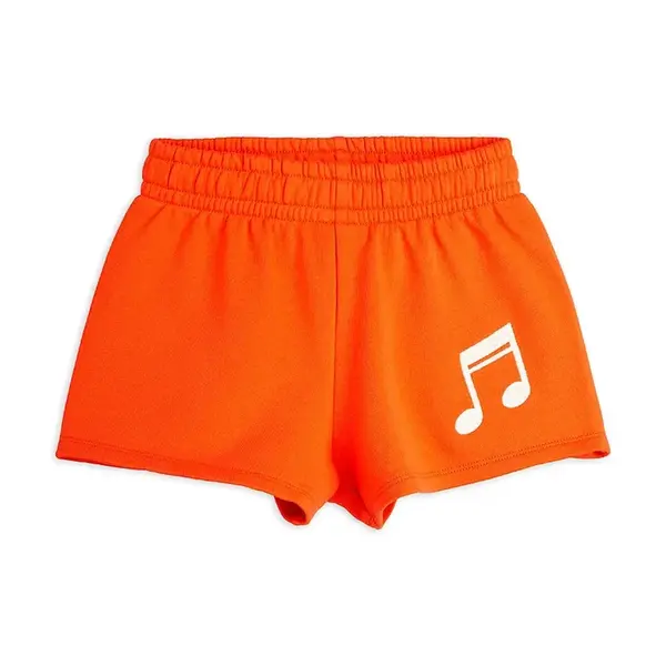 Dětské bavlněné šortky Mini Rodini Note oranžová barva, s aplikací, 2523011042