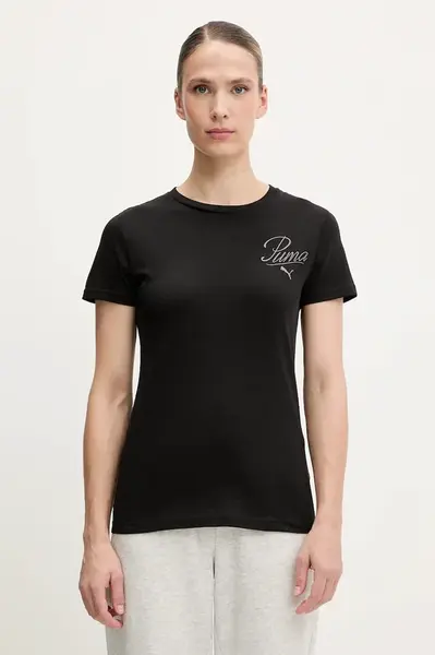 Bavlněné tričko Puma dámské, černá barva, 684982