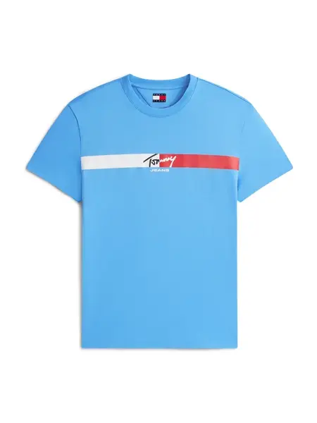 Tommy Jeans Tričko  nebesky modrá / červená / čierna / biela