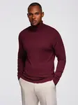 Ombre Men's single color knitted turtleneck with viscose - maroon