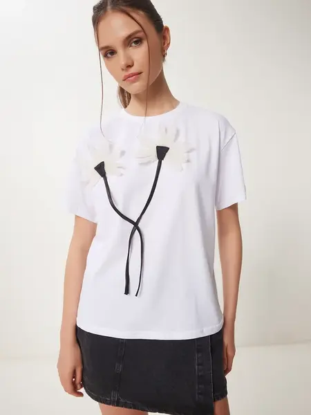 Happiness İstanbul Tričko  čierna / biela