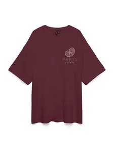 VERO MODA Oversize tričko 'VMHAILEY'  bordová / biela