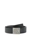 Calvin Klein Opasky 'Pebble Grain Monogram Plaque'  čierna