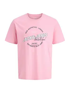 JACK & JONES Tričko  ružová / čierna / biela