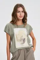 Marisse Olive Printed T-Shirt