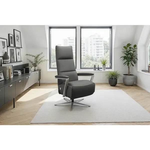 Sit & More RELAXAČNÍ KŘESLO, kůže, antracitová