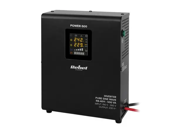 Zdroj záložní REBEL POWER-500 12V 230V 500VA 300W Black nástěnný - rozbaleno - mírně poškozený obal