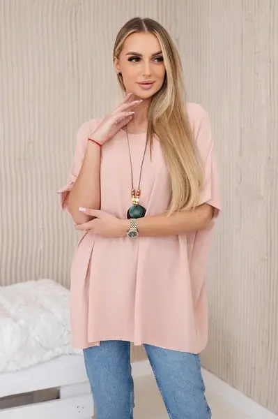 Kesi Włoski Oversized halenka s přívěskem tmavě pudrově růžová