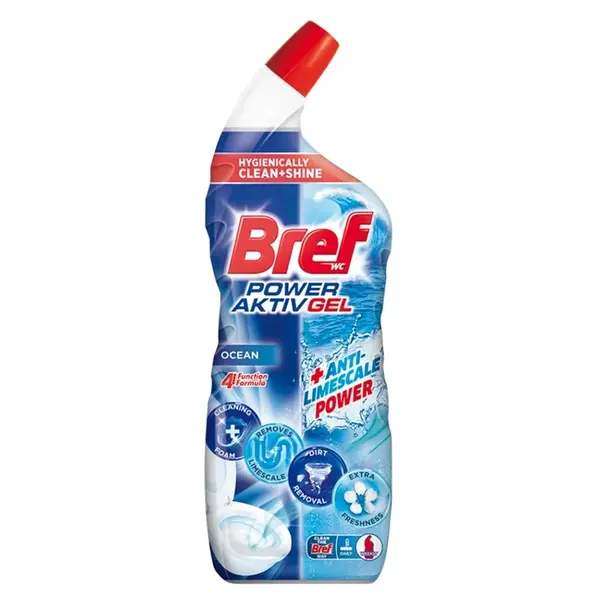 BREF Power Aktiv gel WC čistič Ocean 700 ml