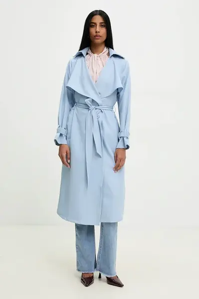 Trench kabát Answear.LAB dámský, modrá barva, přechodný