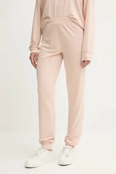 Tepláky Guess LUCIA dámské, béžová barva, hladké, O5GB05 KCQP2