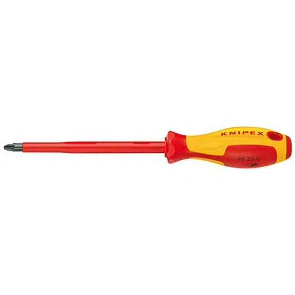 Šroubovák křížový (Pozidriv), izolovaný 1000V, PZ2, délka 212 mm - KNIPEX 98 25 02 Délka: 162 mm, Velikost: PZ0, Provedení: Standardní