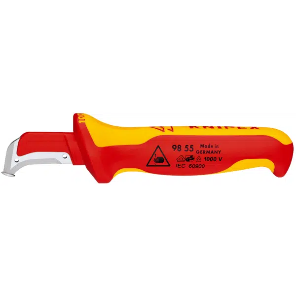 Nůž na odizolování kabelů, izolovaný 1000V, čepel 38 mm, s vodící patkou - KNIPEX 98 55