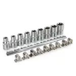 MAR-POL Nástrčné hlavice Torx-E, 1/2", E10 - E24, 9 ks na liště