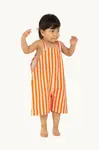 Dětské lacláče Tinycottons STRIPED SHORT DUNGAREE oranžová barva, SS25-232