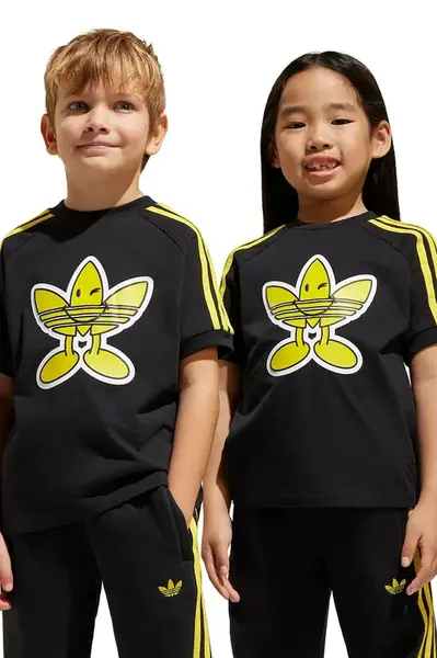 Dětské bavlněné tričko adidas Originals černá barva, s potiskem, JD0456