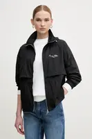 Bunda Tommy Hilfiger černá barva, přechodná, oversize, WW0WW45413