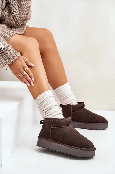 Boto Dámské semišové sněhule na platformě hnědé Nereviana