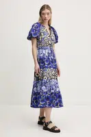 Šaty Desigual CELLS LONG_LACROIX modrá barva, maxi, 25SWVW02