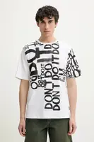 Bavlněné tričko Desigual LONDON bílá barva, s potiskem, 25SMTK12