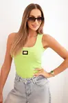 Kesi Dámská pruhovaná top na ramínkách s ozdobnou nášivkou jablečná zelená