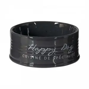 DUVO+ Keramická miska pre psov HAPPY DOG - antracit 14,5cm 520ml
