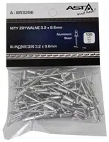 Trhací nýty hliník-ocel, 4,0 x 12,7 mm, s plochou hlavou, sada 100 ks - ASTA Velikost: 3.2x9.6 mm