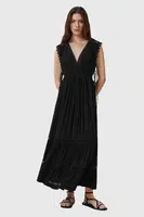 Šaty AllSaints XANTHE černá barva, maxi, W302DC
