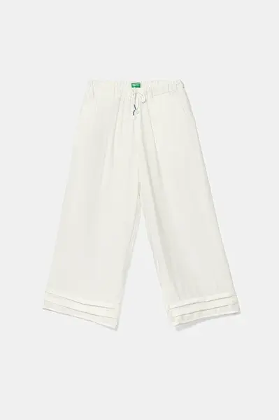 Dětské kalhoty United Colors of Benetton bílá barva, 4VDVCF04M