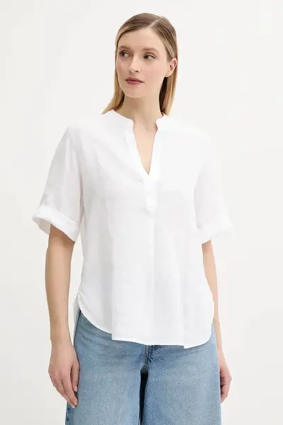 Lněná halenka Marc O'Polo dámská, bílá barva, hladká, 516113541069