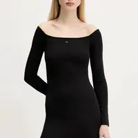 Šaty Tommy Jeans černá barva, mini, přiléhavé, DW0DW20870