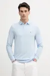 Tričko s dlouhým rukávem Tommy Hilfiger pánské, modrá barva, MW0MW20183