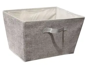 Úložný box 30x30x30 cm, světle šedý textil