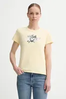 Bavlněné tričko Levi's THE PERFECT TEE dámské, žlutá barva, 17369