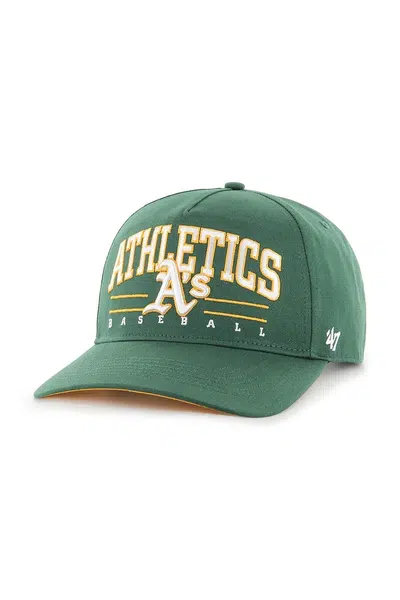 Bavlněná baseballová čepice 47 brand MLB Oakland Athletics zelená barva, s aplikací, B-RSCOE18GWP-DG