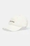 Bavlněná baseballová čepice Calvin Klein béžová barva, s aplikací, LV04G5068G