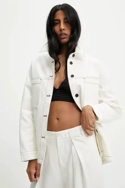 Džínová bunda Answear.LAB bílá barva, přechodná