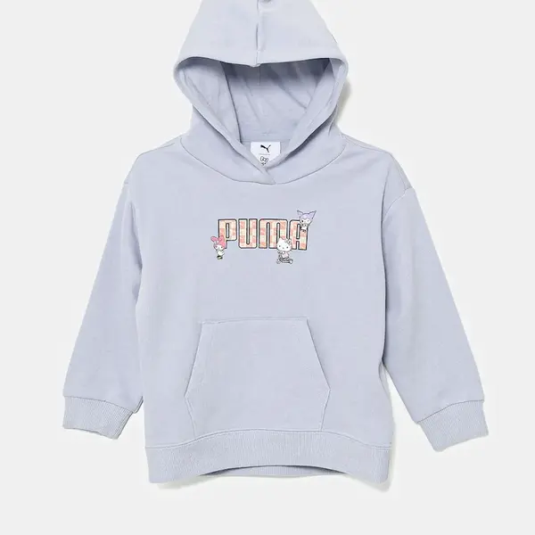 Dětská mikina Puma HELLO KITTY & FRIENDS Relaxed Hoodie TR modrá barva, s kapucí, s potiskem, 630063