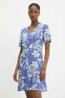 Lněné šaty Answear.LAB modrá barva, mini