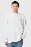 Bavlněné tričko s dlouhým rukávem AllSaints FOSTER bílá barva, M026JC