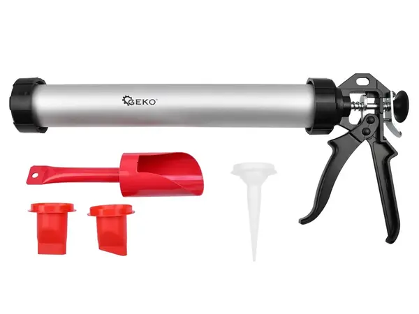 Hliníková vytlačovací pistole, 600 ml, s příslušenstvím - GEKO